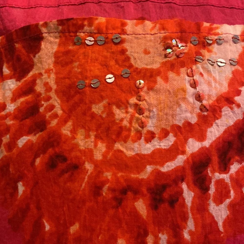 Hot pink and orange maxi dress with elastic back sz L. 100% cotton - Picture 7 of 10